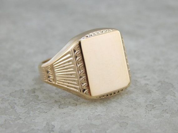 Stately Style Vintage Gold Signet Ring NNYX0L Classic 14k Rose Gold Jewelry In Pink Gold, Rose Gold Rectangular Jewelry With Polished Finish, Rose Gold Rectangular Polished Jewelry, Rose Gold 14k Gold Jewelry With Decorative Band, Classic Rose Gold Signet Ring With Diamond Cut, Classic Pink Gold Rings For Formal Occasions, Classic Pink Gold Ring, Classic Rose Gold Rectangular Ring, Classic Rectangular Engraved 14k Gold Ring