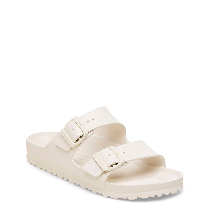 Lightweight White Slip-on Slides, White Open Toe Flip Flops For Pool, Casual White Lightweight Slides, White Lightweight Slides For Spring, White Slip-on Slides For Swimming, White Casual Flip Flops For Pool, Comfortable White Synthetic Footbed Sandals, Lightweight White Slide Sandals, White Lightweight Sandals For Vacation