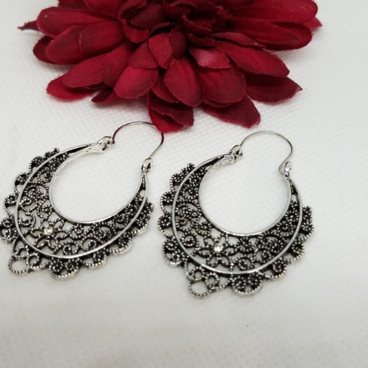 2" Lock Hoop Decorative Filigree Earrings Crystal Center Accent Item# E2580 Bundle To Save! Bigger Bundle, Contact Me For Best Price! Reasonable Offers Accepted! Over 1000 Available Listings! Suggested User/Posh Ambassador! Vintage Summer Hoop Earrings, Silver Nickel-free Hoop Earrings For Summer, Vintage Metal Hoop Earrings For Summer, Elegant Summer Dangle Hoop Earrings, Summer Vintage Metal Hoop Earrings, Elegant Hoop Earrings For Summer, Summer Wedding Metal Earrings, Elegant Metal Hoop Earrings For Summer, Elegant Dangle Hoop Earrings For Festivals