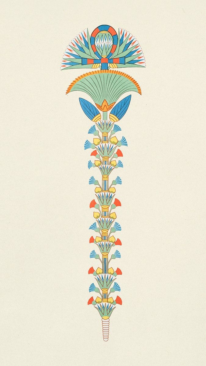 an illustration of a tall flower with many flowers on it's head and arms