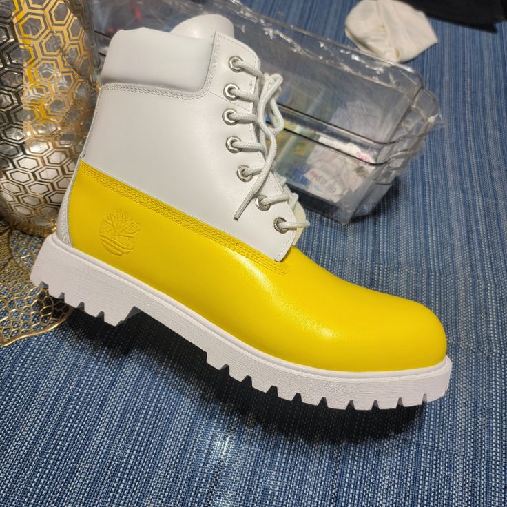 Brand New Custom Boots Fashion Multiple Sizes And Colors Available Red Timberland Boots, Red Timberlands, Combat Boots Men, Timberland Boots Mens, Shoes Boots Timberland, Timberland Premium, Yellow Boots, Mens Ankle Boots, Custom Boots