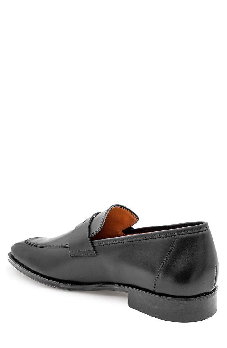 Smooth leather brings office-ready polish to a Spanish-crafted penny loafer finished with a streamlined apron toe. Leather upper and lining/rubber sole Made in Spain Slip-on Moc Toe Loafers For Office, Formal Slip-on Moccasins With Moc Toe, Office Leather Moc Toe Shoes, Leather Slip-ons With Goodyear Welt For Office, Office Loafers With Plain Toe And Rubber Sole, Almond Toe Calf Leather Business Loafers, Modern Tassel Loafers With Leather Sole For Office, Office Loafers With Leather Lining And Plain Toe, Moc Toe Slip-on Leather Shoes For Office