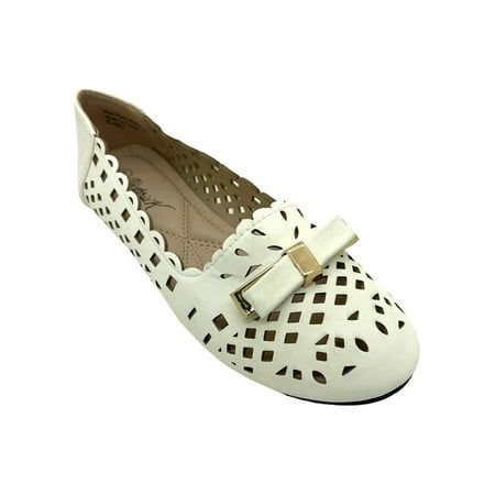 A pair of Victoria K, Fashionable Textured Designed Material , offers a combination of comfort and style. The rubber sole adds stability. This trendy sleek and chic look wears well anytime through out the day or a night out in the town. An elegant pair of Victoria K Flats add flair to your everyday wardrobe Size: 7.  Color: White.  Gender: female.  Age Group: adult. Elegant Lace-up Synthetic Flats, White Low-top Summer Flats, White Closed Toe Flats With Perforated Toe Box, White Slip-on Flats With Perforated Toe Box, White Flats With Perforated Round Toe, Comfortable Flats With Perforated Toe Box, Elegant White Flats With Cushioned Footbed, Chic White Flats With Rubber Sole, Casual White Flats With Perforated Toe Box