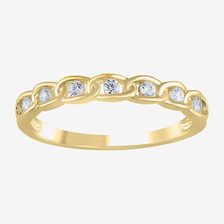 This wedding band offers a unique sculpted chain link design for a striking yet affordable piece you can wear to mark your love with. It's crafted from 10K Yellow Gold with 7 round-cut Lab-Grown Diamonds in a channel setting for a subtle sparkling finish. Ring Style: Bands, Wedding BandsDiamond Clarity: I1Setting: ChannelStone Cut: RoundDiamond Color: HMetal Color: YellowRing Gallery Height: 1.8mmRounded Carat Weight: 1/6 Ct. T.w.Care: Wipe CleanStone Type: 7 Lab Grown DiamondAuthenticity: Lab G Rings Bands, Channel Setting, Link Design, 6 Rings, Ring Style, Gold Wedding Band, Modern Bride, Style Wedding, 10k Gold