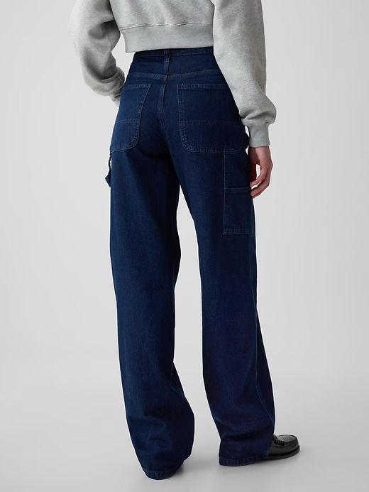 Mid Rise '90s Loose Carpenter Jeans | Gap Gap Pants With Pockets For Fall, Gap Dark Wash Cotton Bottoms, 90s Style Straight Leg Cargo Jeans For Fall, Gap Medium Wash Denim Pants, Gap Relaxed Fit Pants With Five Pockets, Gap Denim Pants In Medium Wash, Gap Casual Medium Wash Pants, Gap Relaxed Fit Denim Pants, Gap High Rise Relaxed Fit Jeans