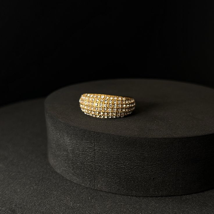 Perfect addition to your ring-game. Made with high quality 18K gold plating. Sold individually. Composition: Material: 18k gold plated & AAA+ Zirconia Ring Game, Dome Ring, Domed Ring, Pave Diamonds, Gold Plating, 18k Gold, Gold Plate, Composition, Plating