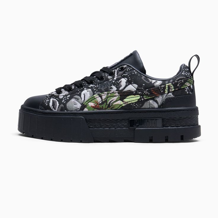 Mayze Dark Floral Women's Sneakers | PUMA Casual Low-top Floral Print Sneakers, Spring High-top Chunky Sneakers With Boost Midsole, Spring Platform Sneakers With Translucent Outsole, Floral Print High-top Sneakers For Streetwear, Spring Casual Chunky Sneakers With Boost Midsole, Casual Chunky Sneakers With Boost Midsole For Spring, Sporty Floral Print Sneakers With Round Toe, Spring Chunky Sneakers For Streetwear With Boost Midsole, Textile Chunky Sneakers For Streetwear With Round Toe