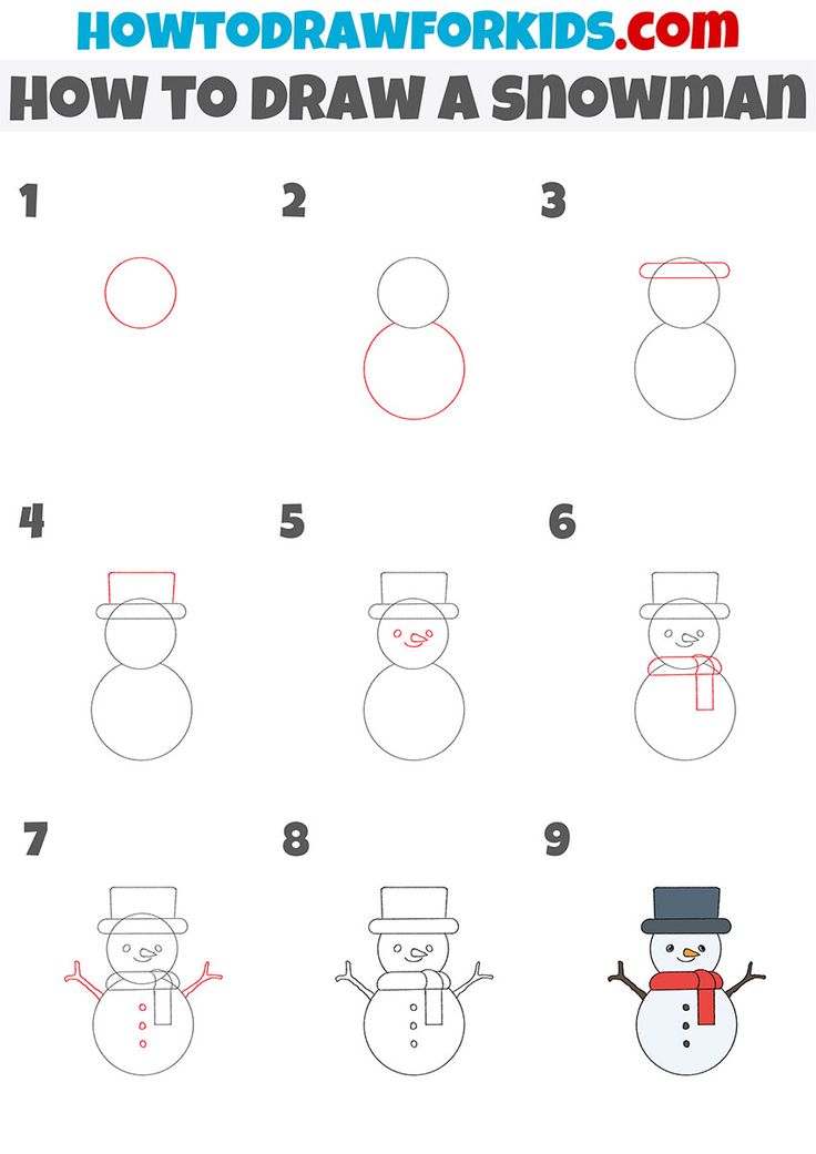 how to draw a snowman step by step instructions for kids and beginners in this video, you will learn how to draw a snowman