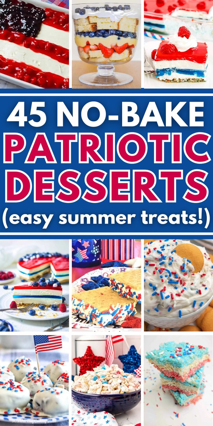 summer potluck dishes desserts Fourth Of July Triffle Desserts, Fun Desserts For 4th Of July, Dessert Ideas For 4th Of July, 4th Of July Baking Recipes, Best July 4th Desserts, Forty Of July Food, Cheap Easy 4th Of July Food, 4th Pf July Desserts, July 4th Desert Ideas