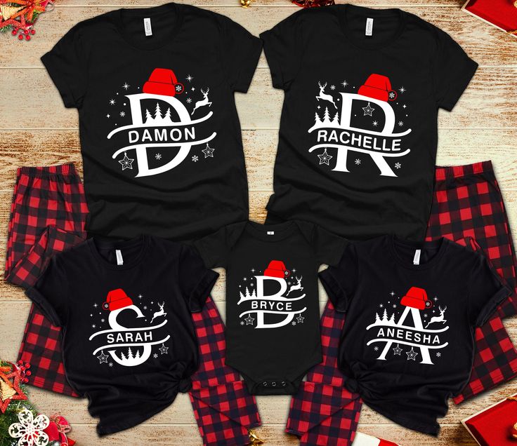 Family Christmas Shirts, Monogrammed Christmas Shirt, Family Christmas Name Shirt,  Personalized Christmas Shirt, Christmas Shirt With Name. ✅ Please read description and check photos for more information! ⭐ How to place an order:  1) Select the size and color. 2) Select the quantity of shirts. 4) Add to Cart 👉 Shipping: 1-3 days. ✅ If you have any problem with your order, please contact me. I'm happy to help.  🌸 Care Instruction: Please wash inside out with warm water and don't put dryer, do Christmas Graphic Tees For Family, Holiday Shirt Family, Cheap Christmas Family T-shirt, Matching Family Christmas Shirts Teepublic, Christmas Family Name Shirts, Xmas Shirt Ideas, Christmas Shirts Vinyl, Christmas Monogram Shirt, Diy Christmas Shirts