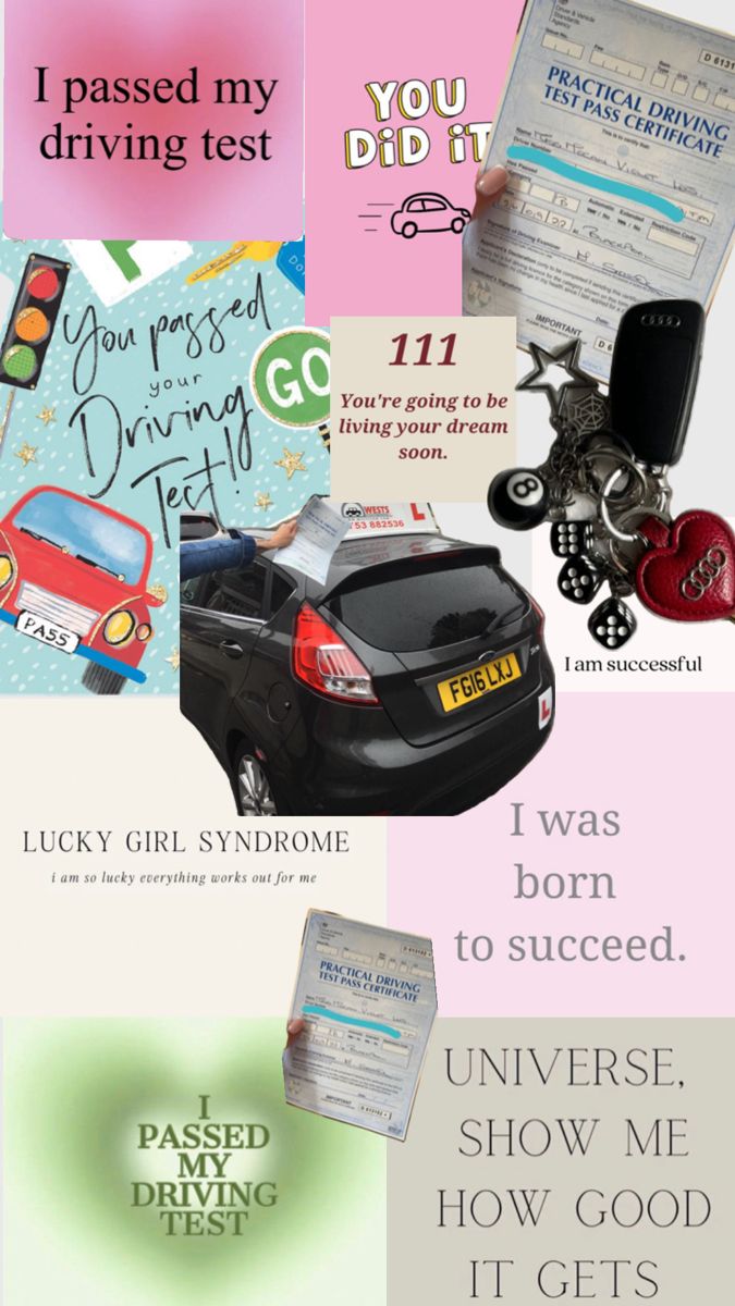 a collage of different types of greeting cards with words and pictures on them, including an image of a car