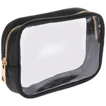 Dimensions: 6.5" H x 10" W x 1.88" D Material: Fabric, Plastic & Metal Color: Black Quantity: 1 For a stylish place to keep your makeup and accessories, try this Clear Rectangle Makeup Pouch. It has a clear body that allows you to see what's inside and a shiny metallic zipper across the top. Its simple style makes it the perfect base for personalizing with stickers, pins, patches, and rhinestones! Not just for makeup, you can also use this bag to hold a variety of small items such as hair ties a Rectangle Makeup, Makeup And Accessories, Fun Makeup, Makeup Pouch, Metal Color, Small Items, Makeup Yourself, Best Makeup Products, Hair Ties