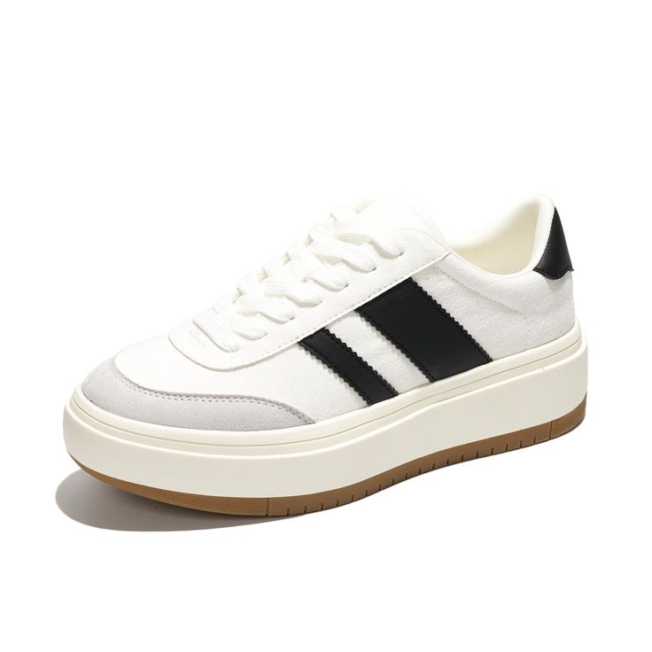 PRICES MAY VARY. 𝗦𝘁𝘆𝗹𝗶𝘀𝗵 𝗗𝗲𝘀𝗶𝗴𝗻: The Project Cloud Nita sneakers feature a versatile design available in various colors. These white sneakers for women, with bold stripes, are a stylish staple for any wardrobe. Perfect for any girl or woman looking to add a touch of sophistication to their outfit. 𝗣𝗹𝗮𝘁𝗳𝗼𝗿𝗺 𝗦𝗼𝗹𝗲: These women sneakers come with an elevated platform sole, adding a trendy edge and extra height. These platform shoes for women are perfect for making a statemen