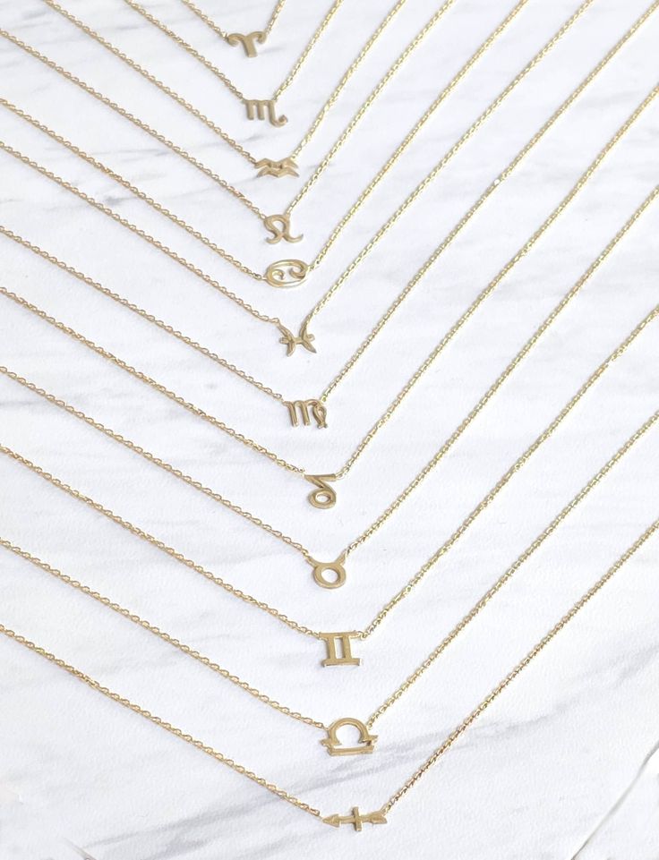 Zodiac necklace is perfect for every day outfit  Gold Plated Sterling Silver Chain 16" with 1.5" Extension  Our necklace is made with high quality material and a delicate workmanship. Item no: 753004030 * Gold plated pendant approx. 0.2" * Gold chain approx. 16" +1.5" in Extension * Available Colors: Gold ♥ Come's with a gift pouch ready for one special lady! * Packaging color and/or style might change due to availability at the time of shipment of our orders Please allow up to 1-3 business days Scorpio Necklace, Dainty Necklace Layered, Different Zodiac Signs, Horoscope Necklace, Sign Making, All Zodiac Signs, Zodiac Necklace, Sterling Necklaces, Necklace Layering