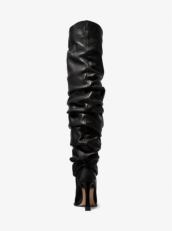 Kelsea Leather Slouchy Boot | Michael Kors Sleek Leather Over-the-knee Boots, Leather Over-the-knee Platform Boots For Fall, Wide Calf Thigh High Leather Heeled Boots, Leather Heeled Boots With High Shaft For Night Out, Leather High Shaft Heeled Boots For Night Out, Leather Thigh High Boots With Wide Calf Fit, Sleek Leather Over-the-knee Heeled Boots, Thigh High Leather Heeled Boots For Wide Calves, Chic Leather Thigh High Heeled Boots