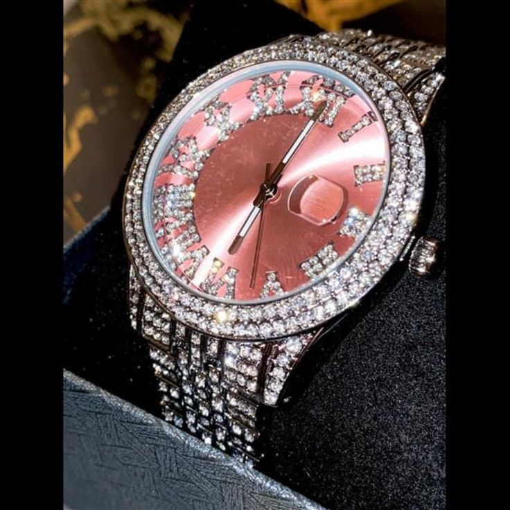 100% Iced Out Hand Set Cz Lab Made Diamonds On Stainless Steel Can Be Wearable On Any Occasion And Attire. Unique Handmade Perfection For A Real Diamond Watch Look. Satisfaction Guaranteed It Comes With Gift Box!! Please Note That The Color May Be Slightly Different From Photos, Due To The Difference In The Monitor Lighting Iced Out Watch, Icy Pink, Mens Gold, Diamond Watch, Real Diamonds, Silver Watch, Accessories Watches, Silver Gold, Lab