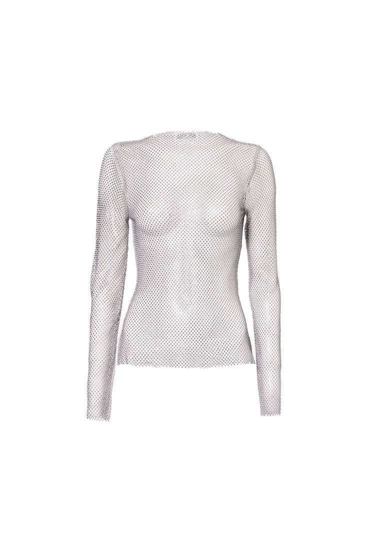 Crafted with only the finest materials, this opulent mesh top features intricate chainmail netting and sparkling black rhinestone embellishments. Its fitted silhouette exudes luxury and sophistication, making it the ultimate statement piece for any fashion-forward individual. 100% Polyester, 100% Aluminium. Hand wash with care. Chainmail Top, Metallic Trousers, Net Top, Mesh Long Sleeve Top, Summer Capsule Wardrobe, Mesh Long Sleeve, Black Rhinestone, Pink Mini Dresses, Fitted Silhouette