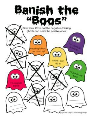 a poster with the words banish the boos in different colors and shapes on it