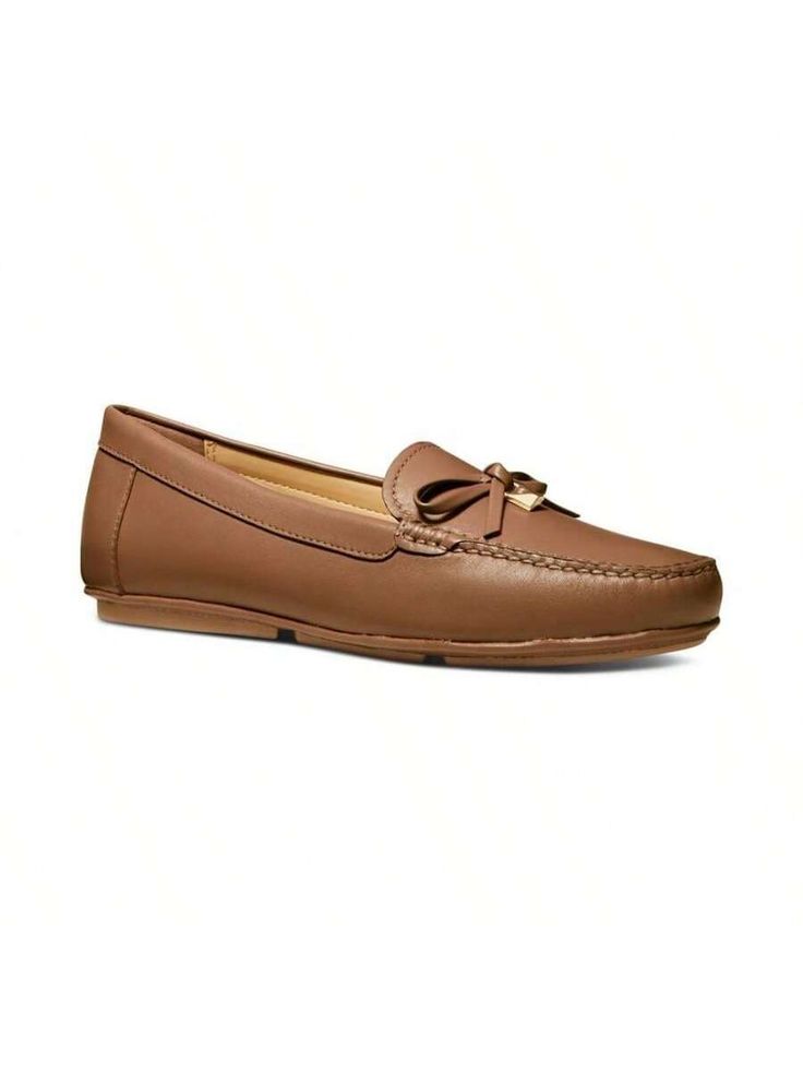 A polished accent in menswear-inspired tailoring, the Juliette moccasin flats from MICHAEL Michael Kors dress up or down with effortless style. 
1/4" heel 
Almond-toe slip-on moccasin loafer flats 
Bow detail at vamp 
Leather, fabric or fabric/manmade uppers; manmade lining; manmade rubber sole 
Imported 
Women's Juliette Moccasin Loafer Flats Luggage         Women Shoes, size features are:Bust: ,Length: ,Sleeve Length: Moccasin Flats, Michael Kors Dress, Bow Flats, Michael Kors Dresses, Menswear Inspired, Leather Fabric, Bow Detail, Womens Flats, Moccasins