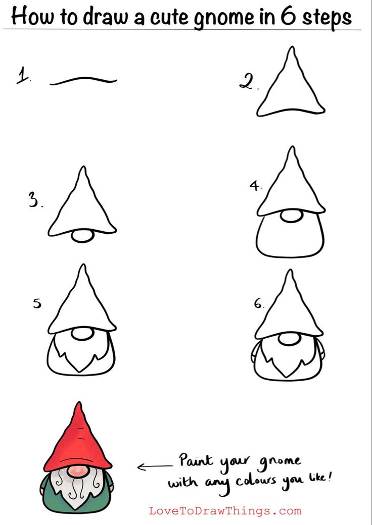 how to draw gnomes in 6 steps