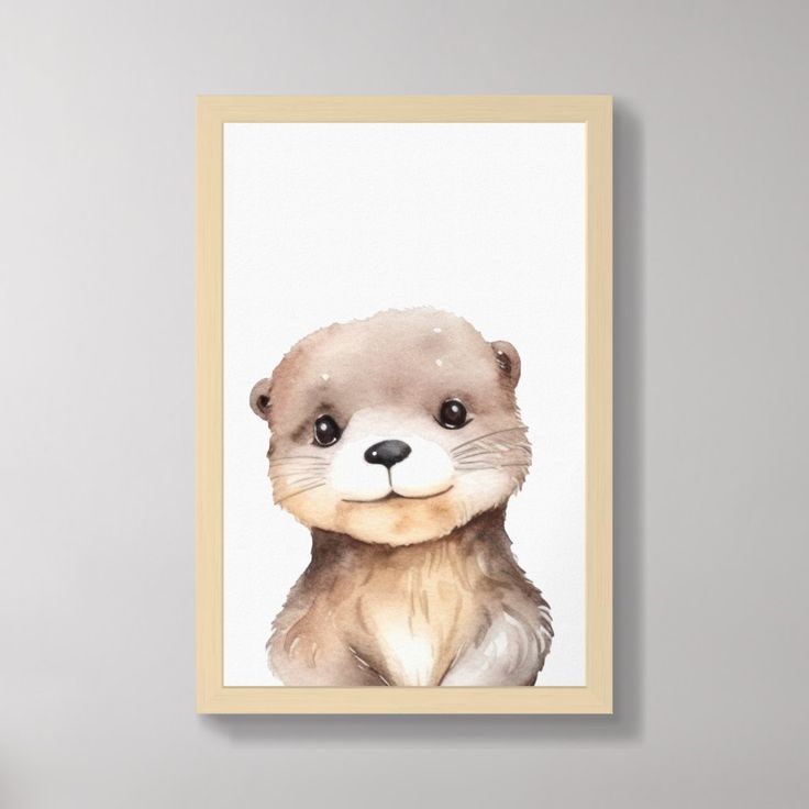 a painting of an otter is hanging on the wall