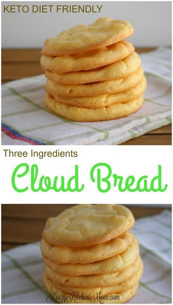 three ingredient cloud bread cookies stacked on top of each other with the words, no carb keto diet friendly