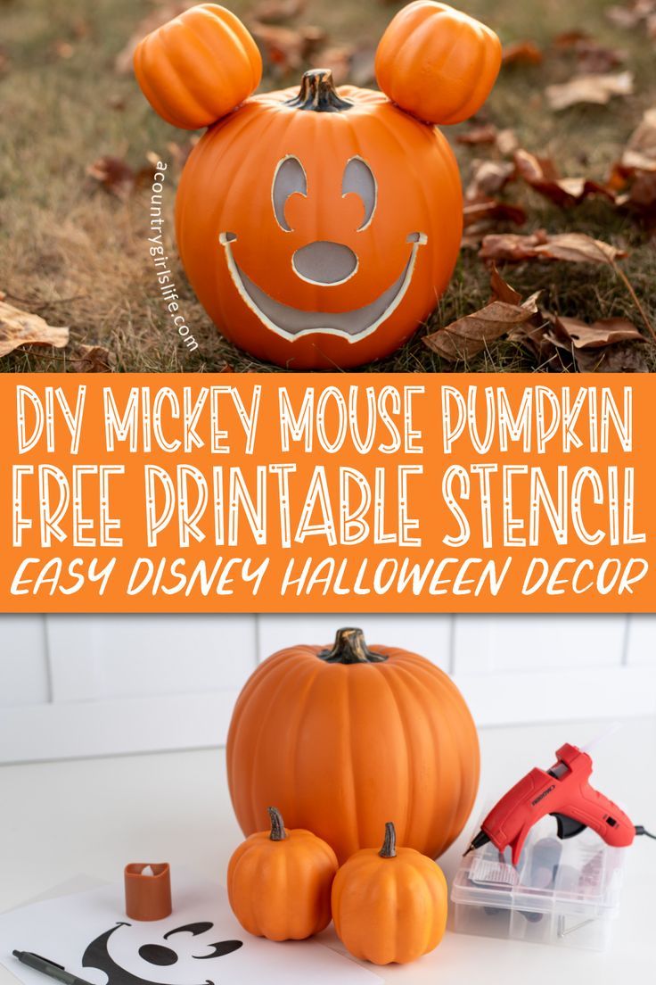 mickey mouse pumpkin with free printable stencil for easy diy halloween decor