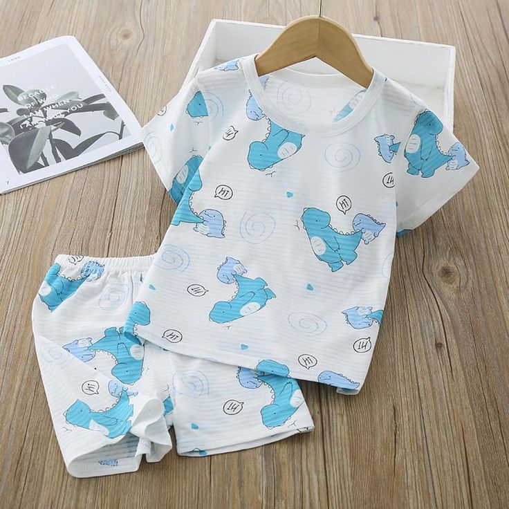 Grow Boy Shark Print Pajamas Sets - PrettyKid Family Matching Cotton Sets With Cartoon Print, Short Sleeve Sets With Cartoon Print For Playtime, Playtime Cartoon Print Short Sleeve Sets, Light Blue Cotton Pajama Party Set, Cartoon Print Bedtime Sets For Summer, Cartoon Print Playtime Sets With Short Sleeves, White Cartoon Print Sleepwear Set, Summer Bedtime Sets With Cartoon Print, Cotton Sets With Cartoon Print For Playtime