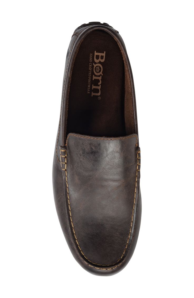 Earthy leather distinguishes an Opanka-constructed slip-on styled with moc-stitch detailing and set on a driving-style sole. Style Name:Børn 'Allan' Slip-On (Men). Style Number: 5133656. Available in stores. Sweater Outfits Men, Driving Shoes Men, Fashion Boy, Shoe Men, Driving Shoes, Kids Fashion Boy, Dark Brown Leather, Flat Espadrille, Boy Fashion