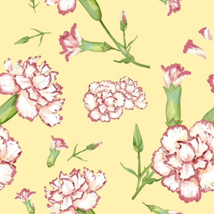 pink and white flowers on a yellow background