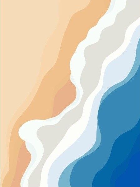 an abstract image of the ocean waves in shades of blue, orange and pink on a beige background