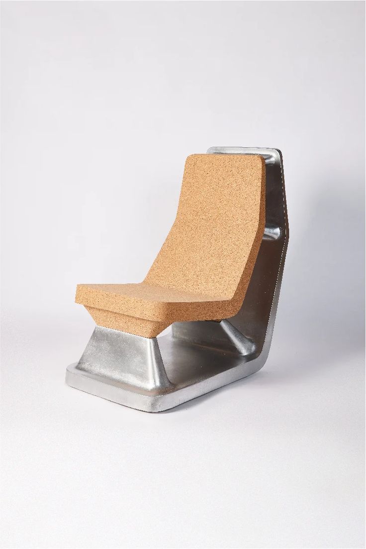 a chair that is made out of metal and cork