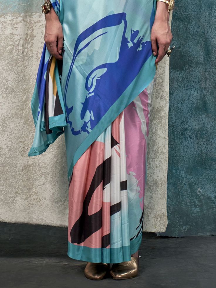 Step into a world of vibrant elegance with our multi-color crepe saree, adorned with exquisite digital print work. This stunning saree, measuring 5.50 meters, is paired with an unstitched sky-blue crepe blouse material, featuring complementary printed work. Perfect for any celebration, be it a festive party, a family gathering, or a formal occasion, this saree ensures you make a striking statement with its dynamic and sophisticated design.
The multi-color crepe fabric of the saree showcases a ha Saree Modern, Crepe Party, Reception Sarees, Grey Saree, Golden Saree, Maroon Saree, Mirror Work Saree, Crepe Blouse, Peach Saree