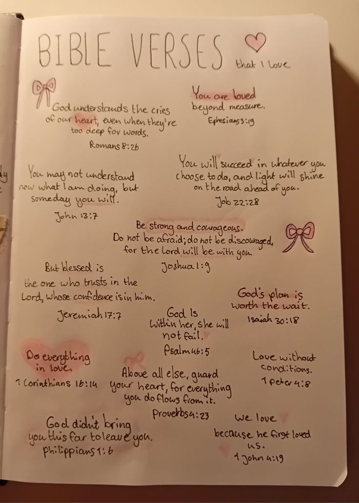 an open bible verses book with writing on the page and handwritten notes about it