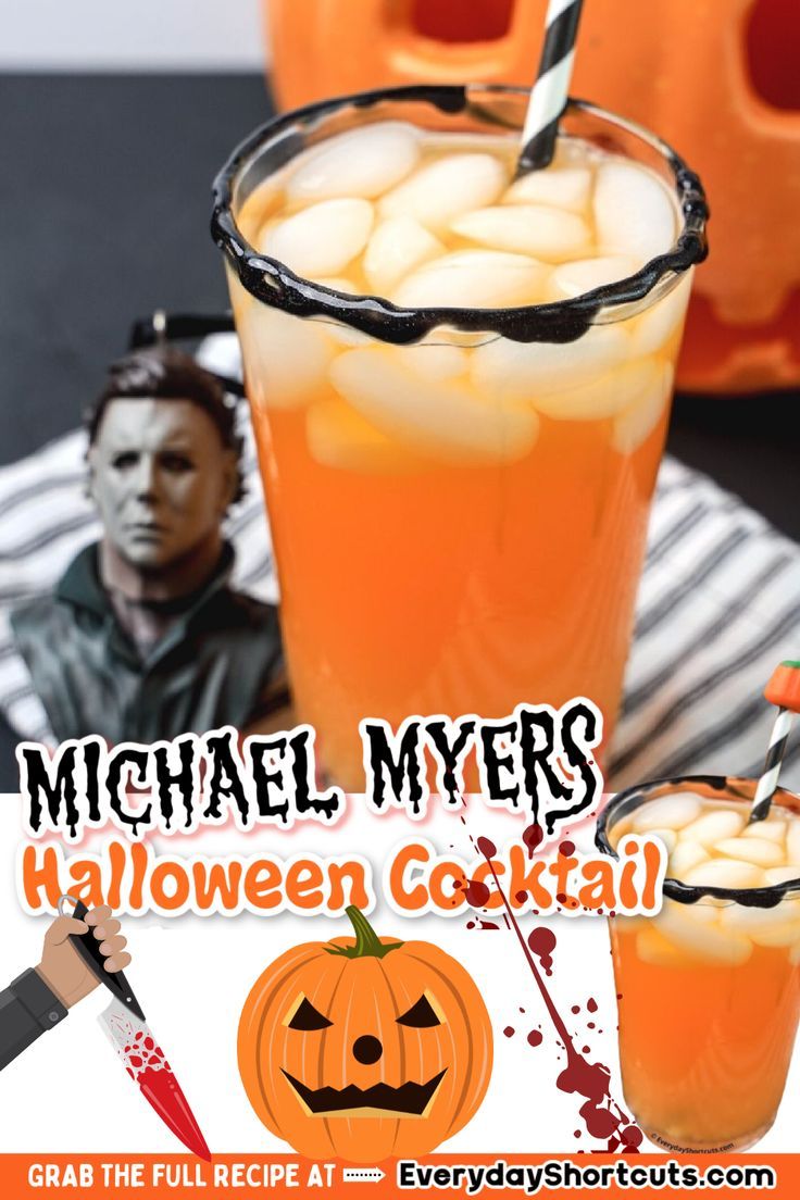 halloween cocktail with pumpkins and jack - o'- lanterns in the background for michael myers's halloween cocktail