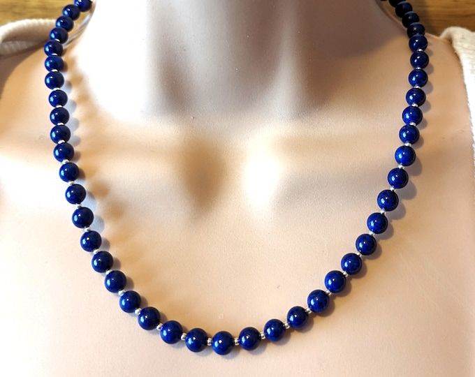 Lapis Lazuli Necklace Dark Blue Gemstone Necklace Beaded - Etsy Guatemala Elegant Round Lapis Lazuli Beaded Necklaces, Elegant Round Lapis Lazuli Beaded Necklace, Elegant Round Beaded Lapis Lazuli Necklace, Royal Blue Lapis Lazuli Necklace With Round Beads, Elegant Lapis Lazuli Beaded Necklaces, Elegant Lapis Lazuli Beaded Necklace, Royal Blue Lapis Lazuli Necklaces With Round Beads, Elegant Lapis Lazuli Beaded Necklaces With Round Beads, Elegant Lapis Lazuli Beaded Necklace With Round Beads