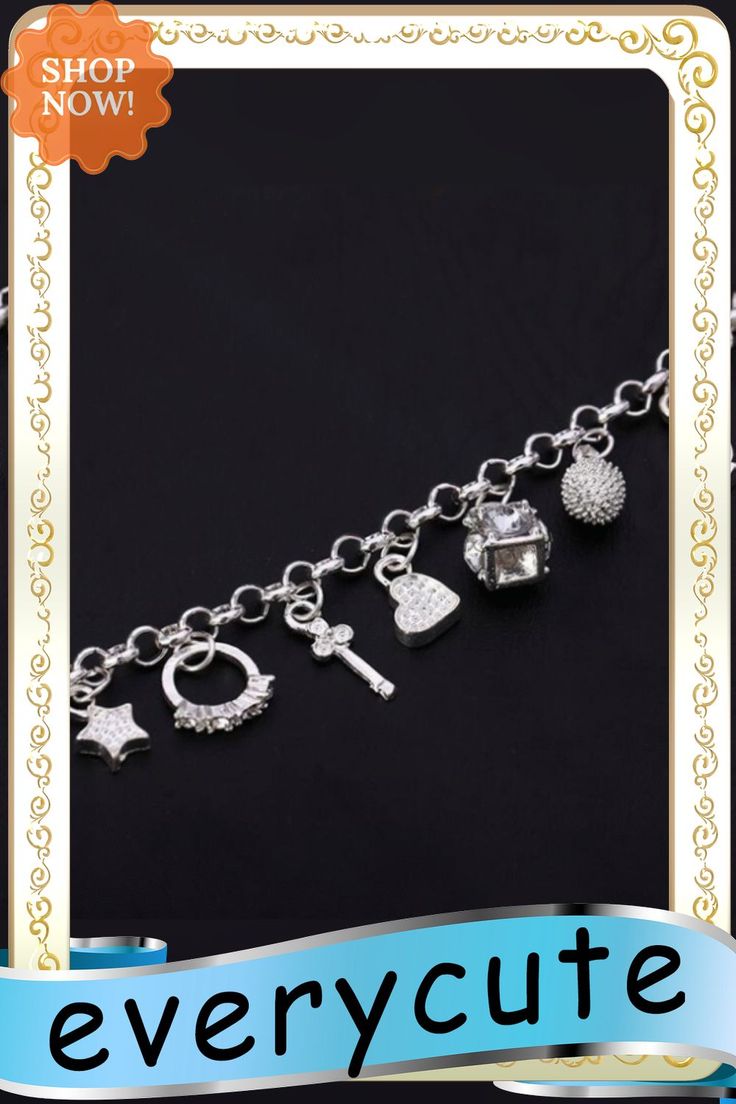 925 Silver Fashion Bracelet with Ms Multielement Adorn Article 13 Elegant Metal Charm Bracelet With Dangling Charms, Elegant Metal Chain Bracelet With Dangling Charms, Elegant Silver Charms With Dangling Details, Elegant Silver Charms, Silver Jewelry With Dangling Charms In Cubic Zirconia, Elegant Bracelets With Dangling Charms, Silver Jewelry With Dangling Charms And Cubic Zirconia, Silver Cubic Zirconia Jewelry With Dangling Charms, Elegant Silver Dangle Charms