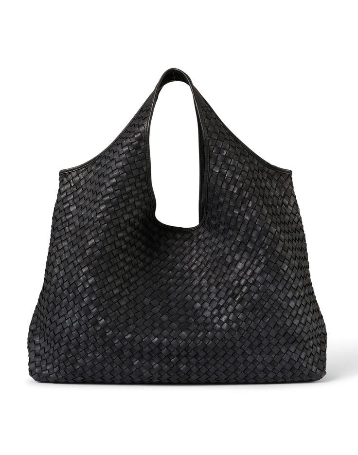 This black bag from Laggo is the perfect everyday carryall. Large enough to carry all of your essentials, it's crafted from woven leather and lined with cotton canvas for durability and style. Wear this bag with a pair of jeans and a light top for a warm day. Woven Leather Tote, Woven Leather Bag, Raffia Bag, Black Leather Bags, Leather Buckle, Black Bag, Gold Texture, Leather Tote Bag, Black Suede