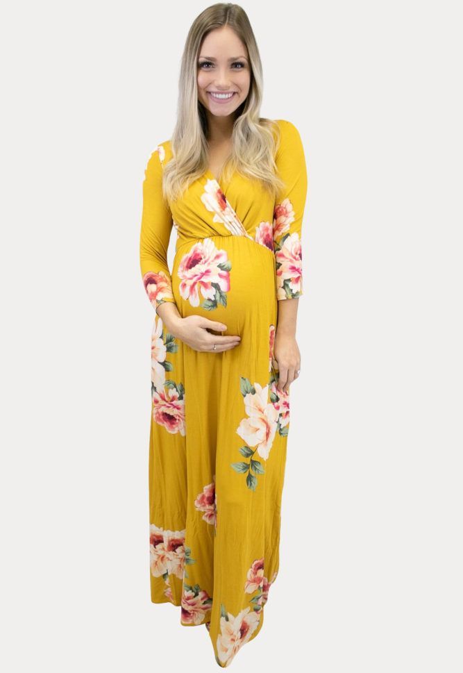 Sweetheart Floral Maternity Maxi in Mustard - Sexy Mama Maternity  #SexyMamaMaternity Maternity Clothes Summer, Maternity Dresses Summer, Summer Maternity, Date Night Dress, Large Floral Print, Pregnancy Months, Pregnancy Looks, Summer Pregnancy, Maternity Maxi