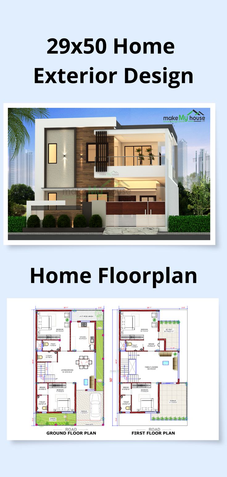 two story house with floor plans and measurements