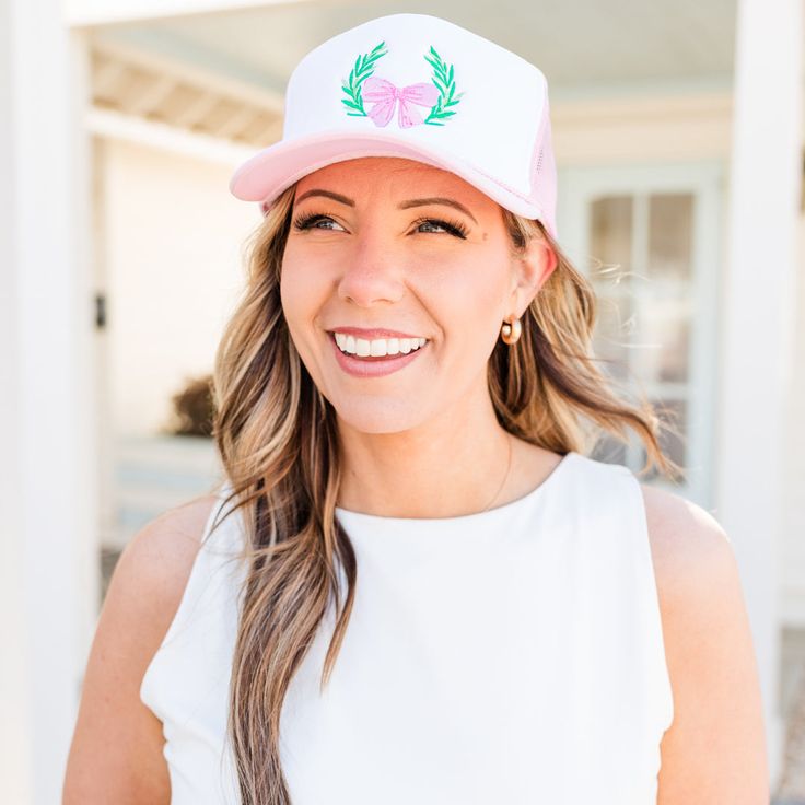 fb-feed Embroidered Bow, Stand Out From The Crowd, Pink Hat, Bow Design, Perfect Fit, Hats, Pink, Design