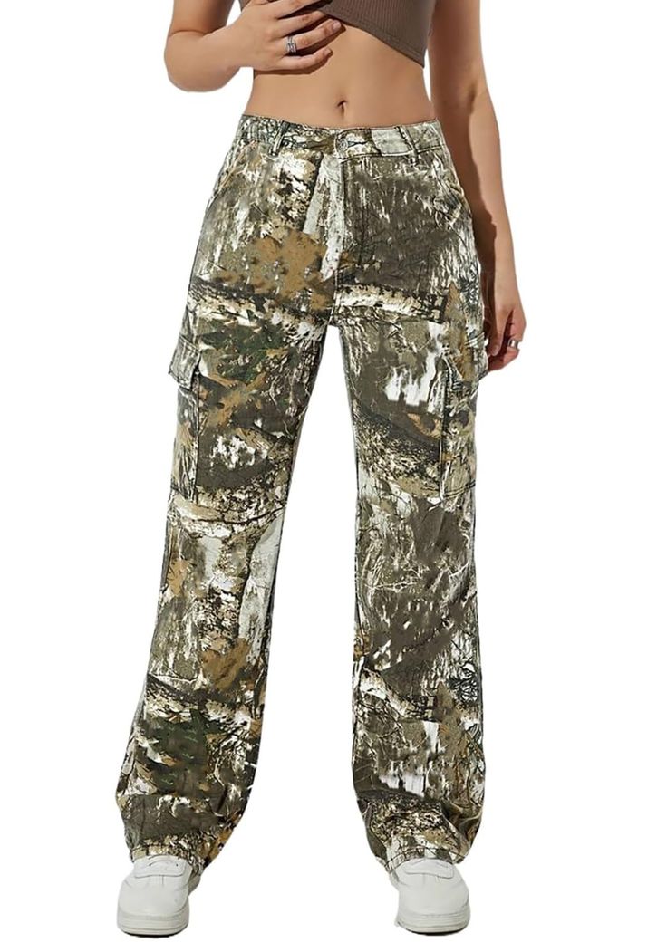 PRICES MAY VARY. Features: Camo cargo pants for women, high waist, straight leg, camo print, camouflage pants for women, plus size cargo pants for women, cargo pants women high waist, patchwork pants, stacked joggers, army green cargo pants woman. Occasion: Camo pants women plus size, womens hip hop pants, camo cargo joggers women, camo pants plus size, plus size baggy pants,baggy camo pants, ladies camo pants, cargo pants women high waist plus size. Match: Army fatigue cargo pants great to matc High Waisted Cargo Pants, Sneak Attack, Camouflage Cargo Pants, Retro Jeans, Camo Cargo Pants, Jeans Cargo, Camo Pants, Baggy Pants, Cargo Pant