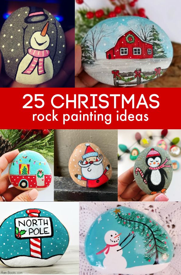 25 christmas rock painting ideas for kids and adults to do on the rocks with their own hands