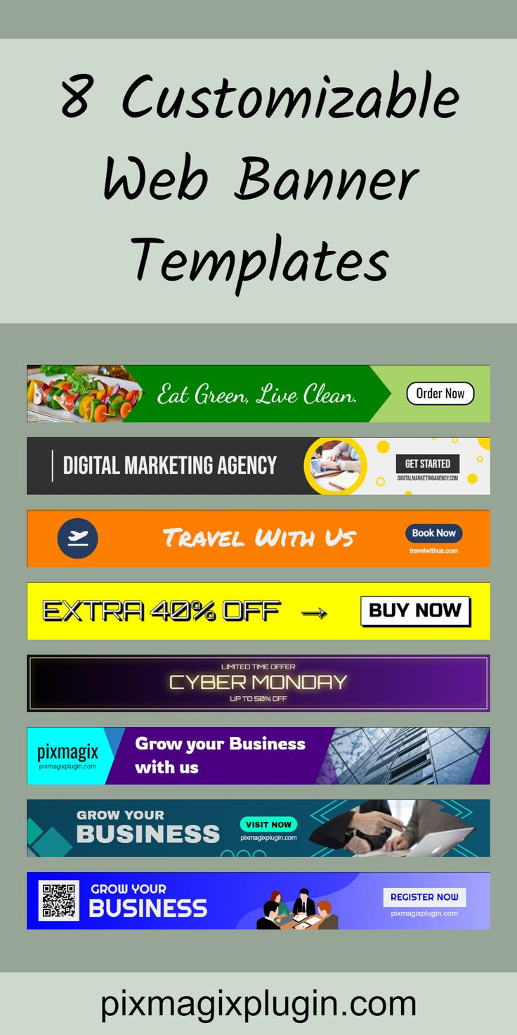 the web banner templates are designed to look like they have different colors and sizes