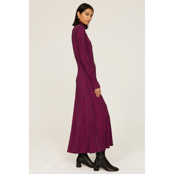 Pink knit (93% Rayon, 7% Spandex). Hourglass. Long sleeves. Turtleneck. Pull on. 55" from shoulder to hemline. Imported. Jersey Turtleneck, Mesh Jersey, Turtleneck Dress, Pink Knit, Rent The Runway, Closet Designs, Dress Purple, Rachel Comey, Turtle Neck Dress