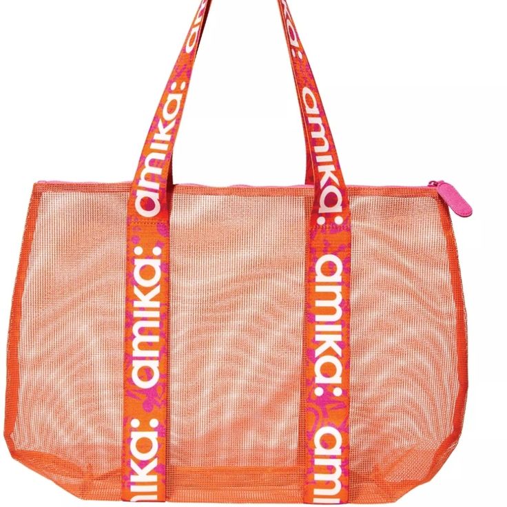 Amika Beach Tote Bag New Trendy Pink Beach Bag For Shopping, Trendy Pink Beach Bag For Daily Use, Pink Packable Travel Bag, Pink Packable Bags For Daily Use, Packable Pink Bags For Daily Use, Daily Use Packable Pink Bags, Trendy Pink Tote Beach Bag, Trendy Pink Beach Bag For Travel, Trendy Pink Beach Bag