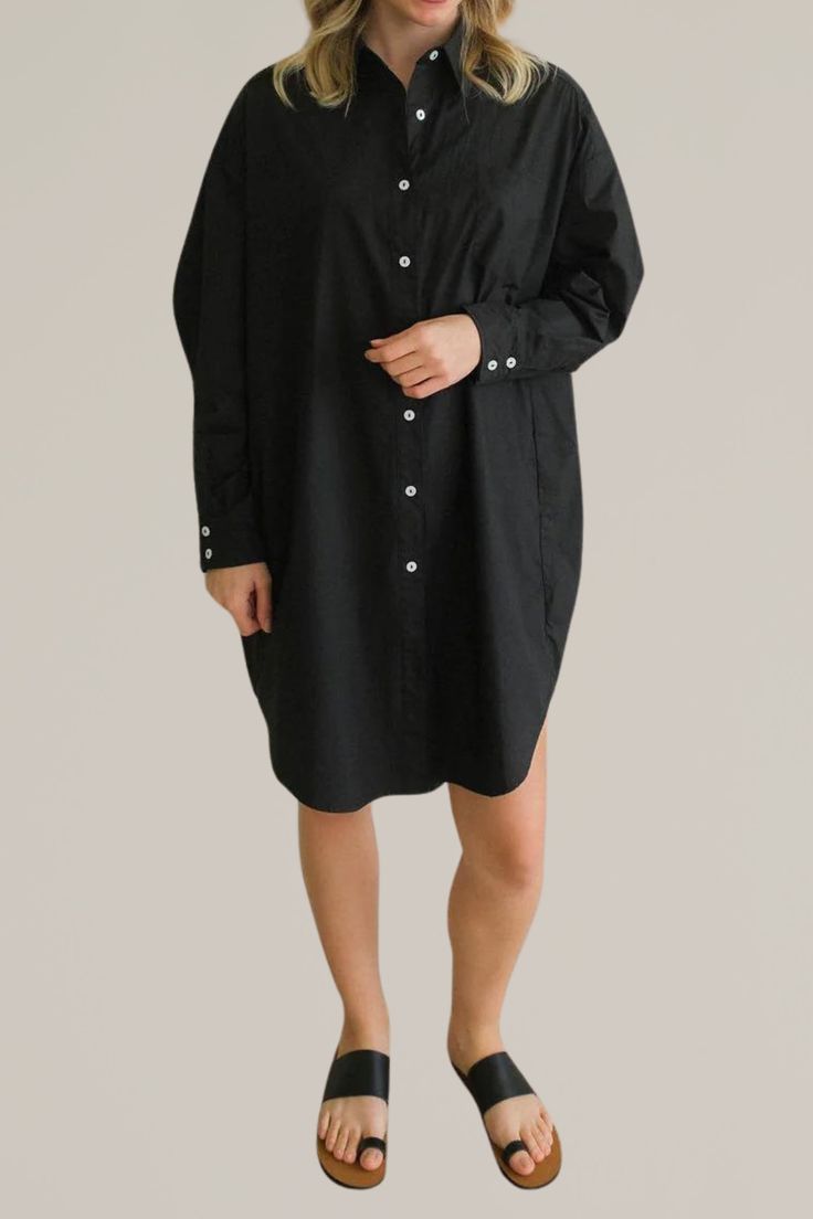 this oversize, cotton button down shirtdress is going to be your new go-to closet staple. can be worn casually everyday with a pair of sandals or sneakers, or can be dressed up with a belt and strappy heels. the styling choices are endless with this one. 100% cotton side pockets unlined hand wash cold | hang dry | cool iron do not dry clean model is wearing size small if in between sizes, we recommend sizing down Button Down Shirt Dress, Cotton Shirt Dress, Closet Staples, Romper With Skirt, Shirtdress, Dress Romper, Strappy Heels, Black Media, Hat Hairstyles