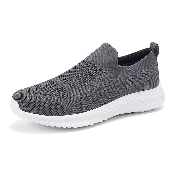 PRICES MAY VARY. 👟Weight: Radically lightweight 0.4Lbs. Women's size US 7.5, EUR 38. 👟EASY ON&OFF: Womens walking shoes feature an elastic cuff that slip on and off easily without the hassle of lacing up your shoes. Very convenient to meet the needs of everyday wear. Support machine wash (cold water). 👟One-piece woven technology: Soft and breathable sneakers for women with an elastic and breathable ultra-light smooth mesh fabric upper that gently wraps the foot and prevents friction between t Comfortable Gray Slip-on Sneakers For Light Sports, Sporty Gray Slip-on Sneakers, Casual Gray Slip-on Running Shoes, Gray Synthetic Slip-on Flat Sneakers, Gray Synthetic Flat Slip-on Sneakers, Comfortable Breathable Gray Slip-on Sneakers, Comfortable Flat Gray Walking Shoes, Casual Non-slip Gray Walking Shoes, Gray Non-slip Casual Walking Shoes