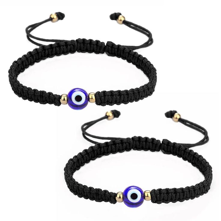 PRICES MAY VARY. ❤️Evil Eye Jewelry-Symbol for luck, good fortune, protection and prosperity, this ojo turco evil eye bracelets are thought to ward off misfortune, wear this bracelet can bring good luck when entering a potentially negative environment. ❤️Adjustable size - length is from 5"to max of 9.5", no worry about size, Adjust slip beads allows wearers to create the perfect fit for women men girls or boys. ❤️UNIQUE DURABLE BRACELETS - this mal de ojo bracelets is made by hand with good brai Boys Bracelets, Bracelets Friendship, Demon Eyes, Bff Bracelets, Bracelet Pack, Love Store, Family Couple, Lucky Gifts, Diy Jewelry Unique