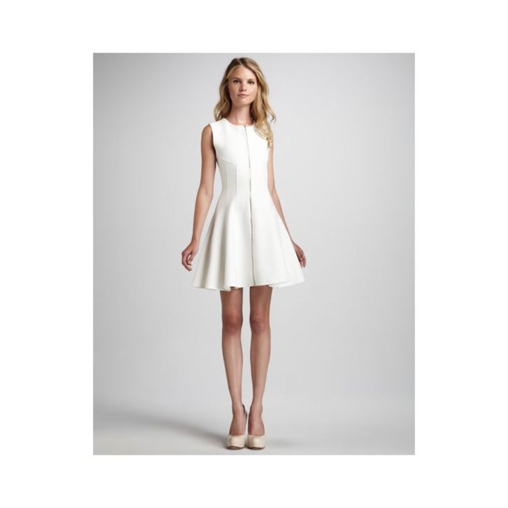 Theory Brings A Slight Edge To The Sweet Bonbi Dress With A Front Zipper. Wear This Ultra-Feminine Frock With Your Favorite Pumps. Bonbi Style In Navarra Crepe. Off-White. Round Neckline; Front Zip. Sleeveless; Wide Shoulder Coverage. Fitted Through Hip. Flared Skirt; Hem Falls Above Knee. Viscose/Virgin Wool/Spandex. Imported. Final Sale. Never Worn; Still Has Tag On It. Non Smoking And No Pet Home. Fit And Flare A-line Dress For Daywear, Fitted A-line Mini Dress For Daywear, Feminine A-line Dress With Flattering Silhouette, Structured A-line Summer Dress, White A-line Cocktail Sleeveless Dress, White Fit And Flare Dress With Flattering Silhouette, Elegant White Mini Dress With Flattering Silhouette, Structured Mini Length Spring Dresses, Structured Mini Length Dress